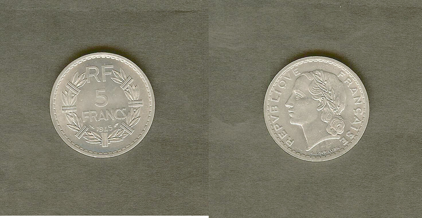 5 francs Lavrillier, aluminium, 9 ouvert 1945  FDC- à FDC